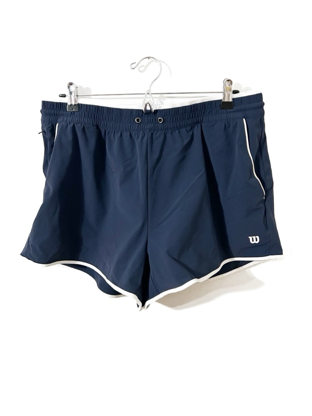 Wilson Athletic Shorts Size Large Navy Blue White Trim Tennis Running Workout